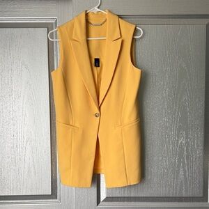 White House Black Market Yellow Sleeveless Blazer Vest